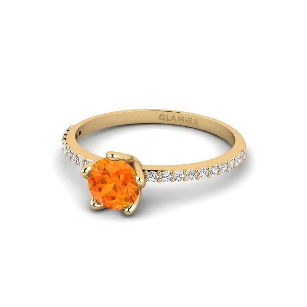 14k Oro Amarillo Zafiro Naranja Anillo de compromiso Altovalsol