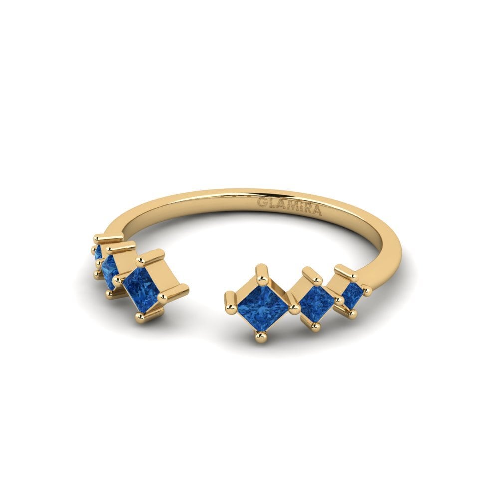 Circonita Azul Oscuro Anillo Beshariq