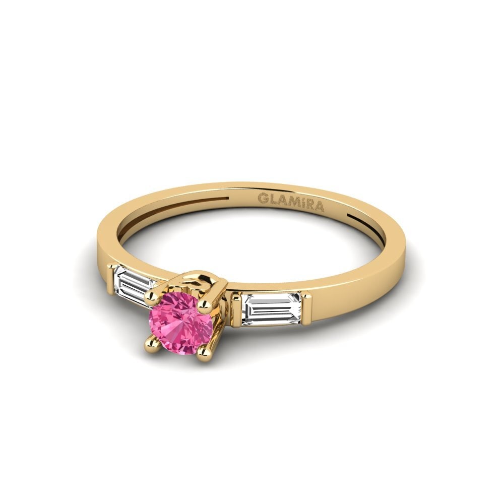 14k Oro Amarillo Turmalina rosa Anillo de compromiso Coyhaique