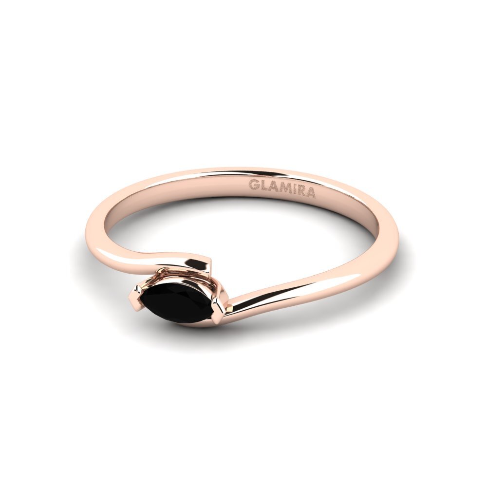 14ct Rose Gold Black Onyx Engagement Ring Denov