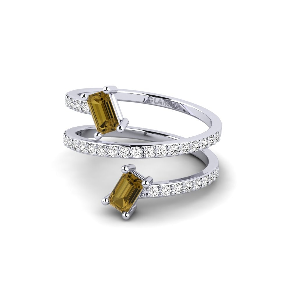 950 Platinum Brown Zircon Ring Diorena