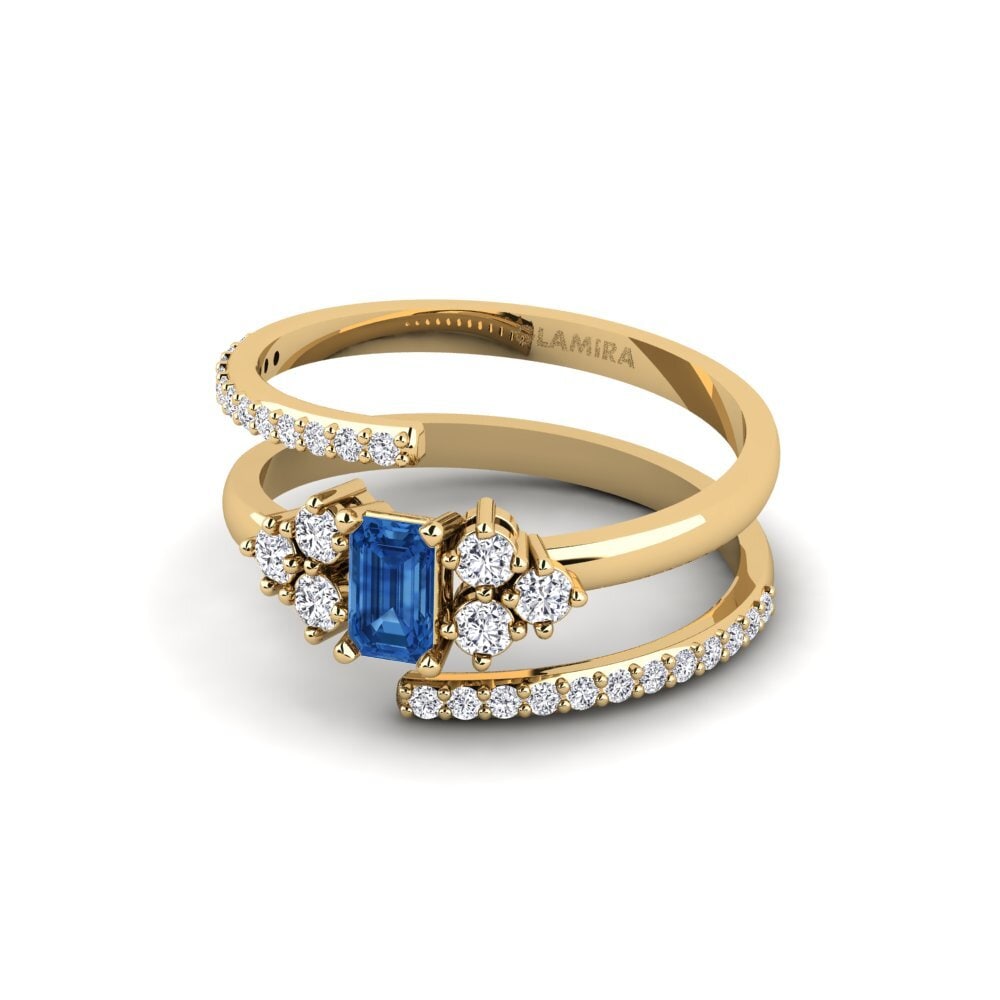 Circonita Azul Oscuro Anillo Dorra