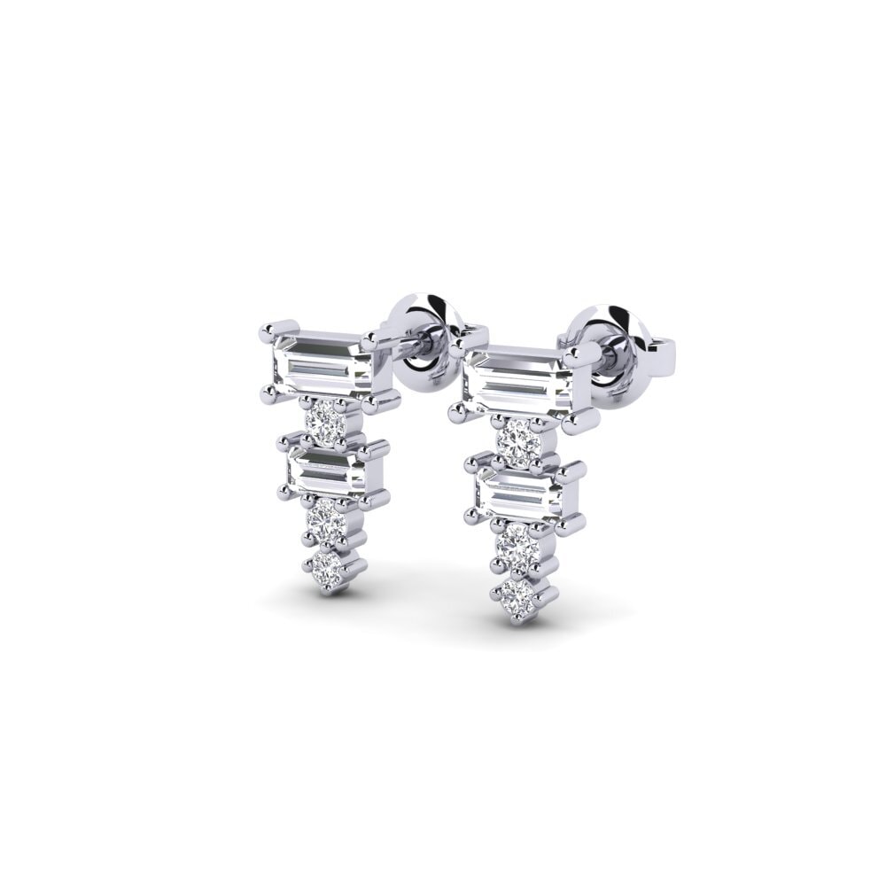 White Silver Diamond Women's Earring Egindikol