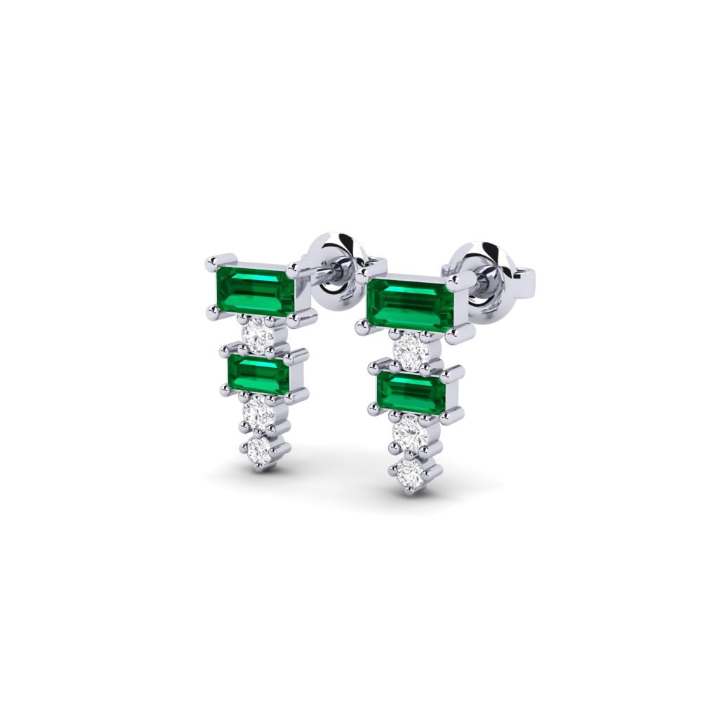 950 Palladium Green Zirconia Women's Earring Egindikol
