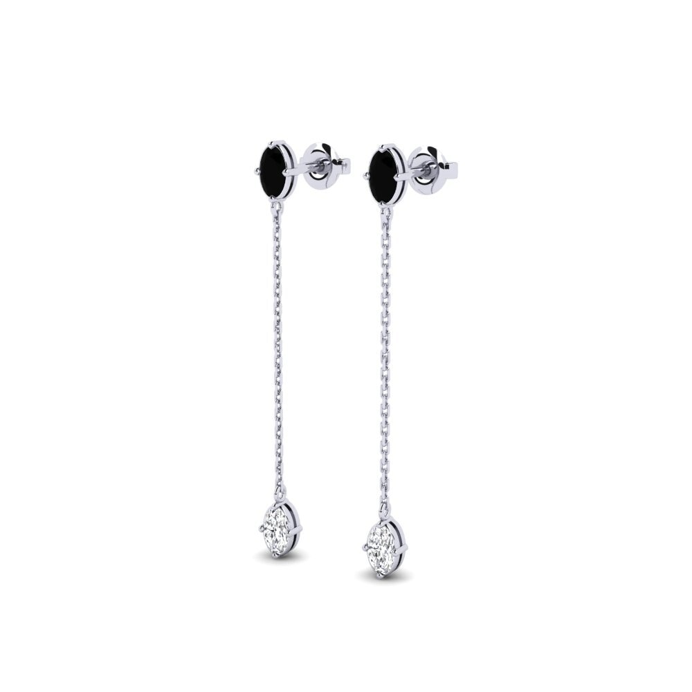 White Silver Black Diamond Women's Earring Harpe