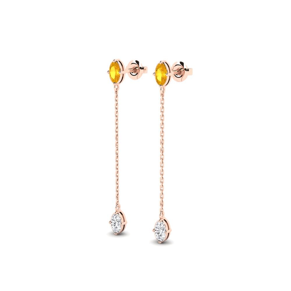 18k Oro Rosa Citrino Pendiente de mujer Harpe