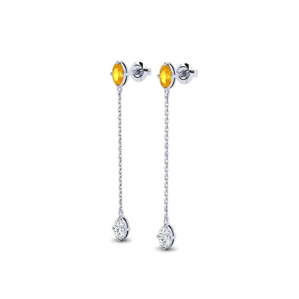 Oro Bianco 375 Citrino Orecchino da donna Harpe