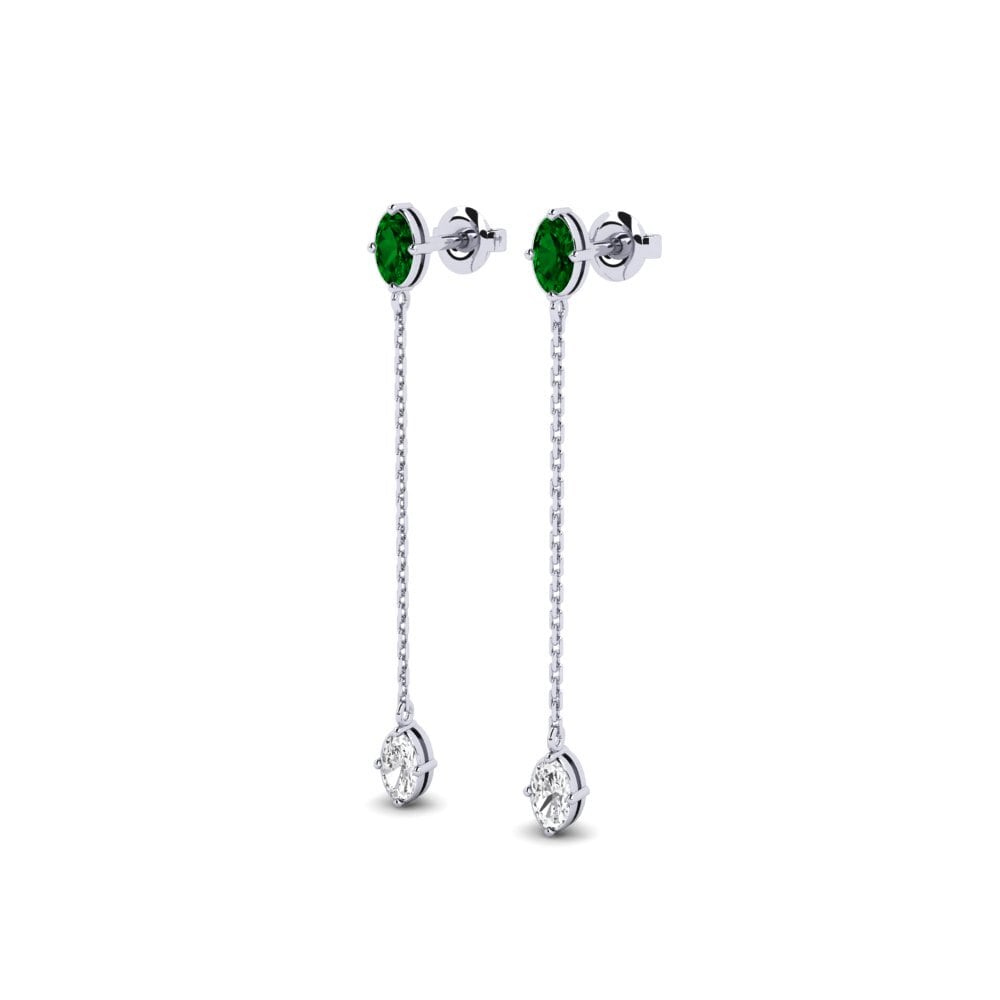 950 Palladium Green Zirconia Women's Earring Harpe