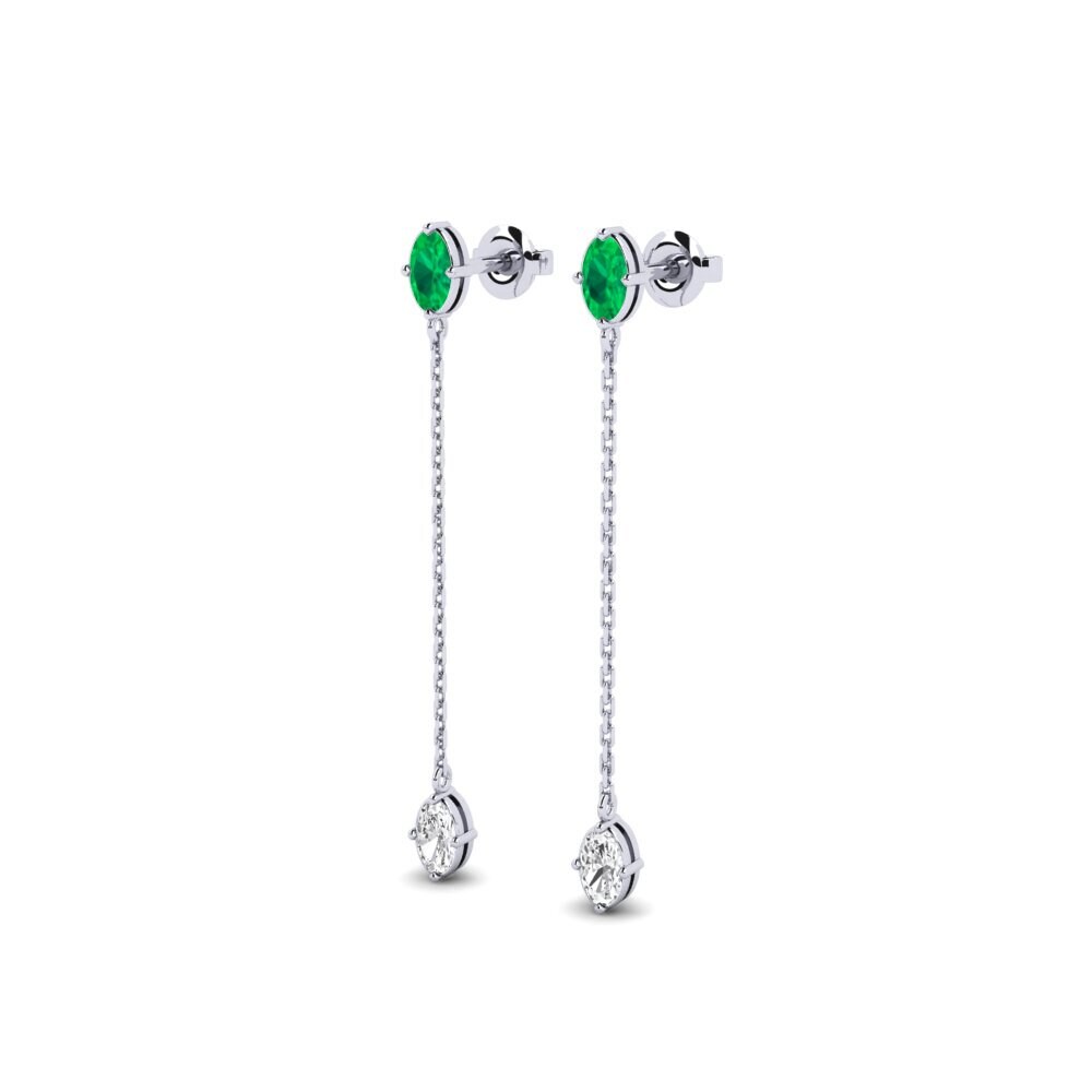 950 Palladium Emerald Women's Earring Harpe