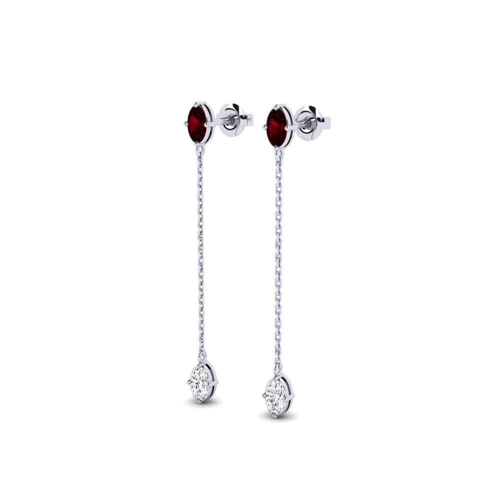 18k White Gold Garnet Women's Earring Harpe