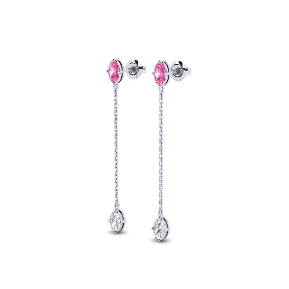 18k White Gold Pink Sapphire Women's Earring Harpe