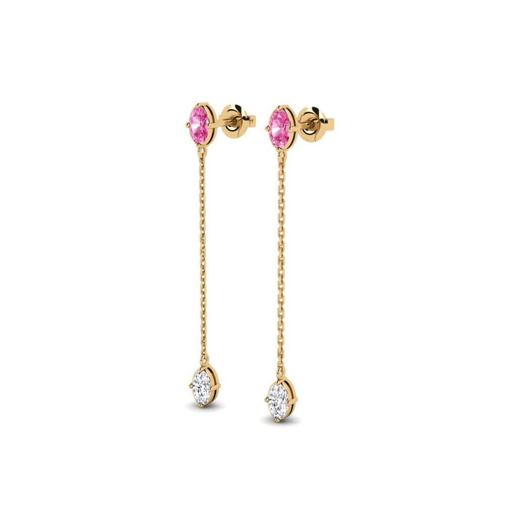 Đá Sapphire Hồng Bông tai nữ Harpe