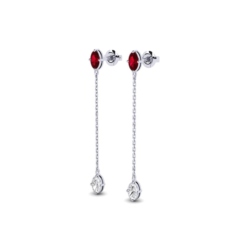9k White Gold Red Zirconia Women's Earring Harpe