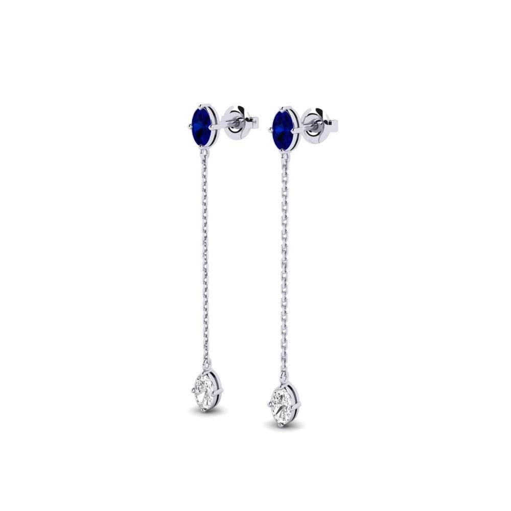 9k White Gold Sapphire Women's Earring Harpe