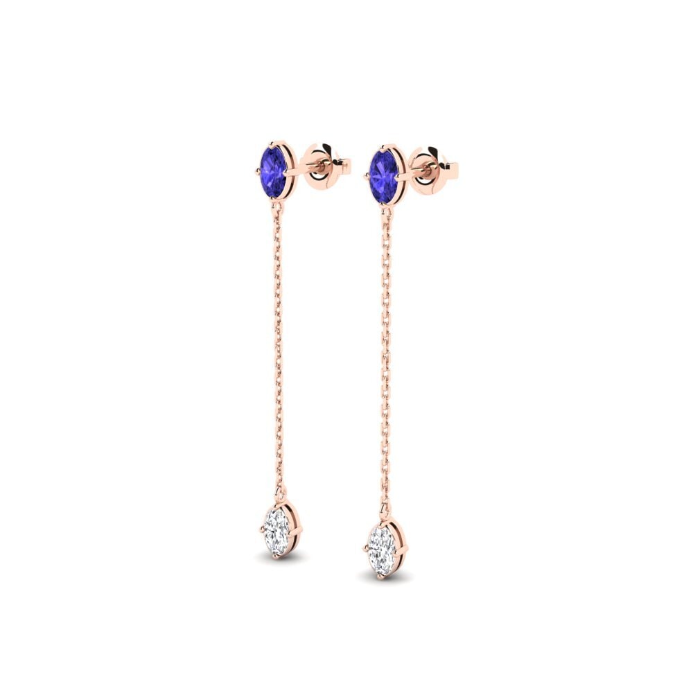18k Oro Rosa Tanzanita Pendiente de mujer Harpe