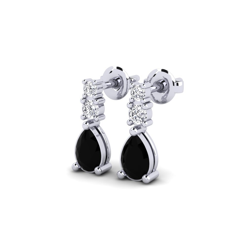 White Silver Black Diamond Women's Earring Kargaly