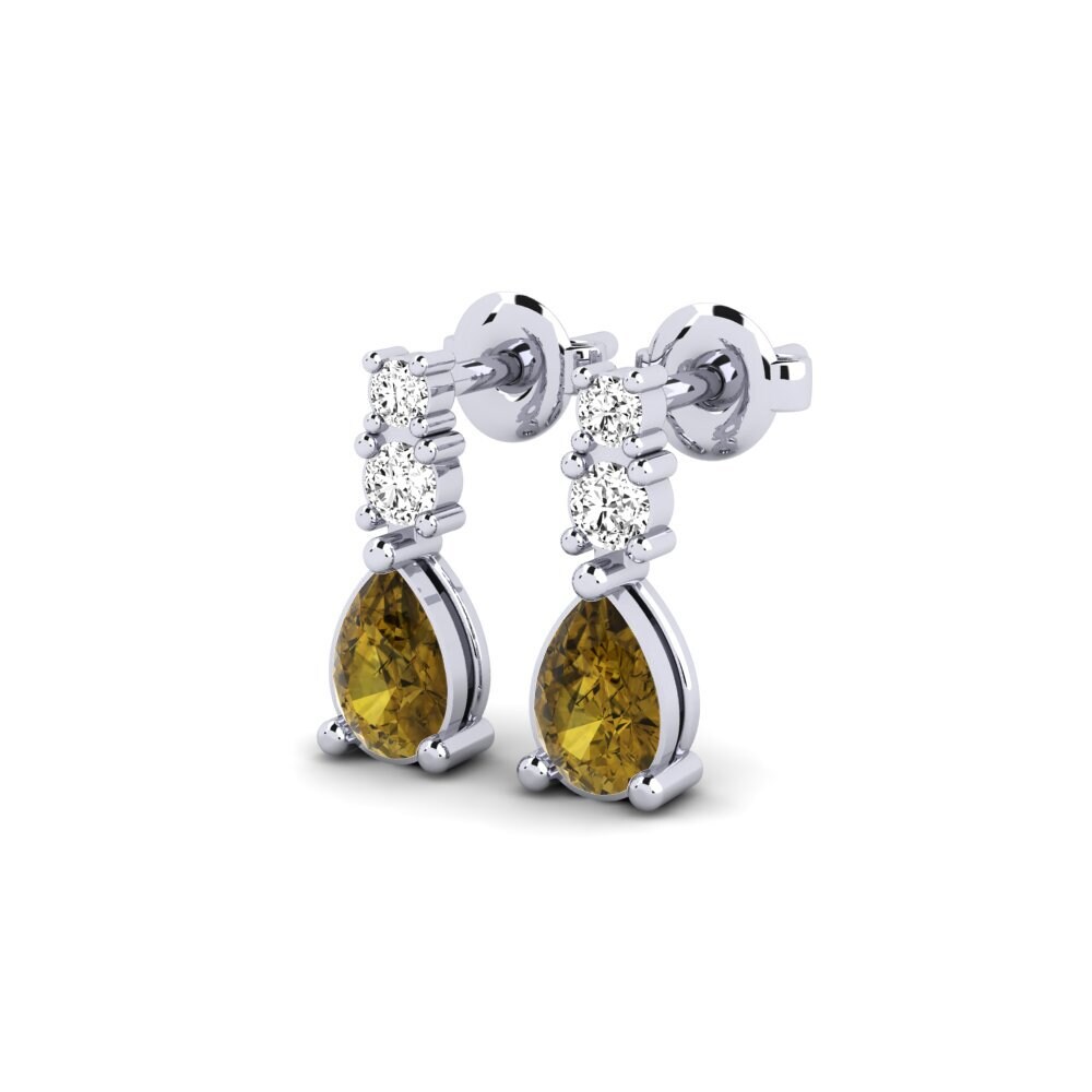 Oro Bianco 375 Zircone Marrone Orecchino da donna Kargaly