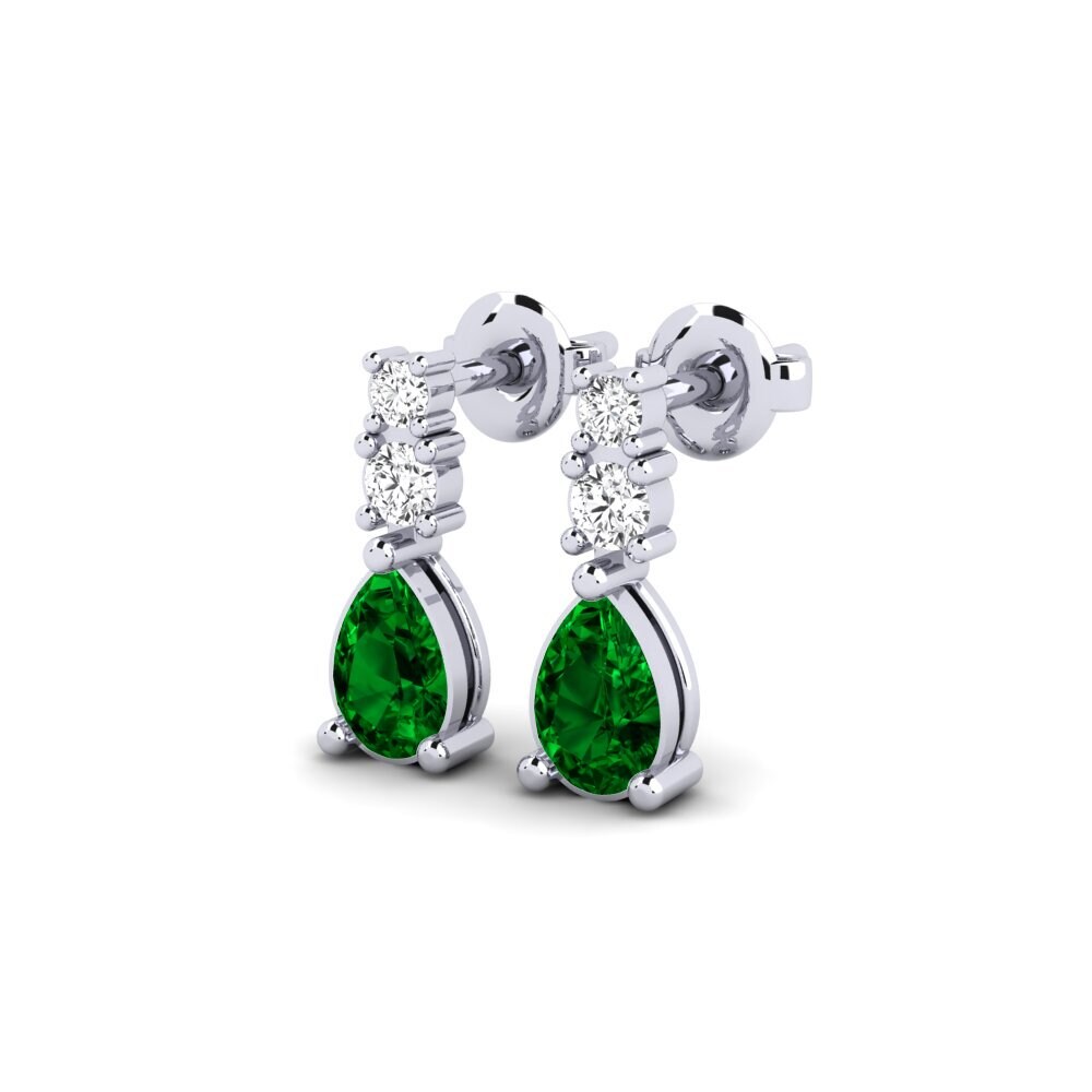 950 Palladium Green Zirconia Women's Earring Kargaly