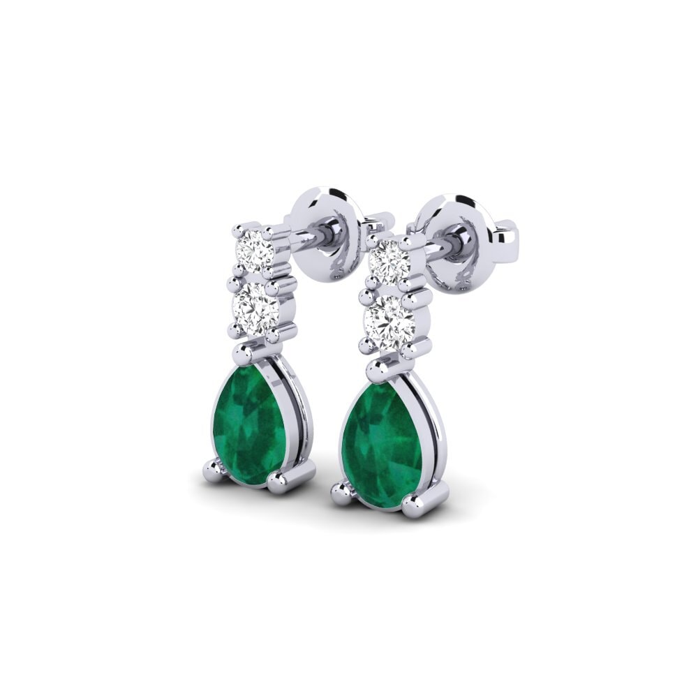 950 Palladium Emerald Women's Earring Kargaly