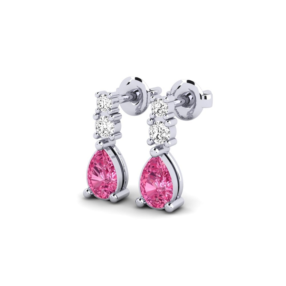 9k White Gold Pink Tourmaline Women's Earring Kargaly