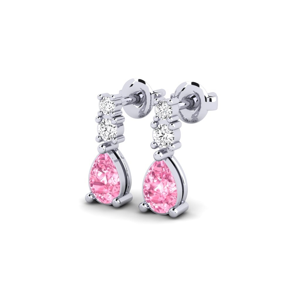 18k White Gold Pink Sapphire Women's Earring Kargaly