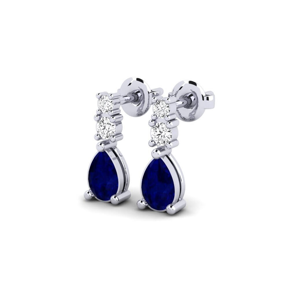 9k White Gold Sapphire Women's Earring Kargaly