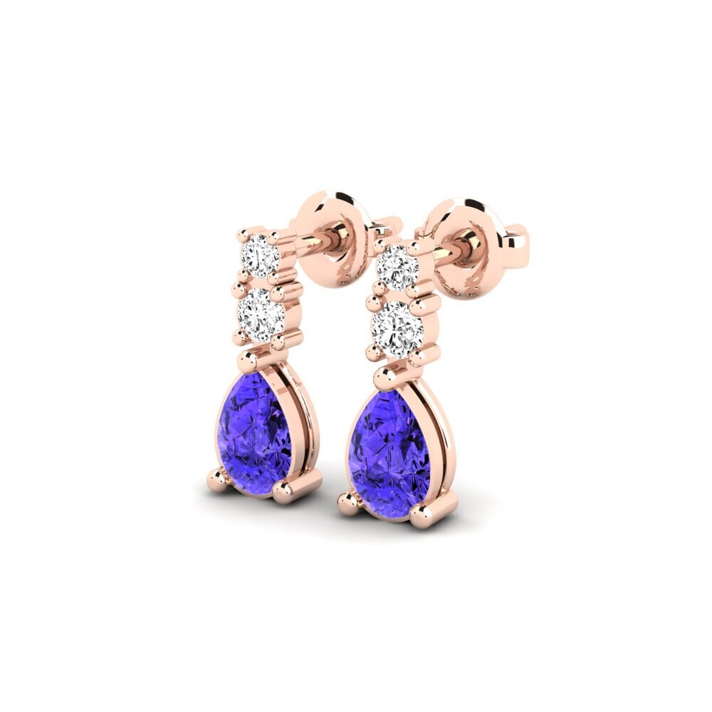 18k Oro Rosa Tanzanita Pendiente de mujer Kargaly