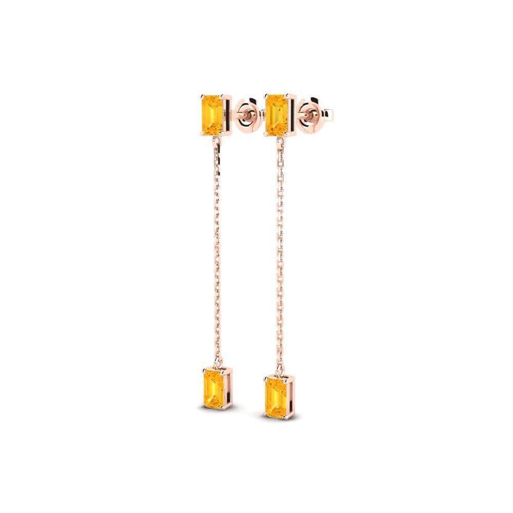 18k Oro Rosa Citrino Pendiente de mujer Melista