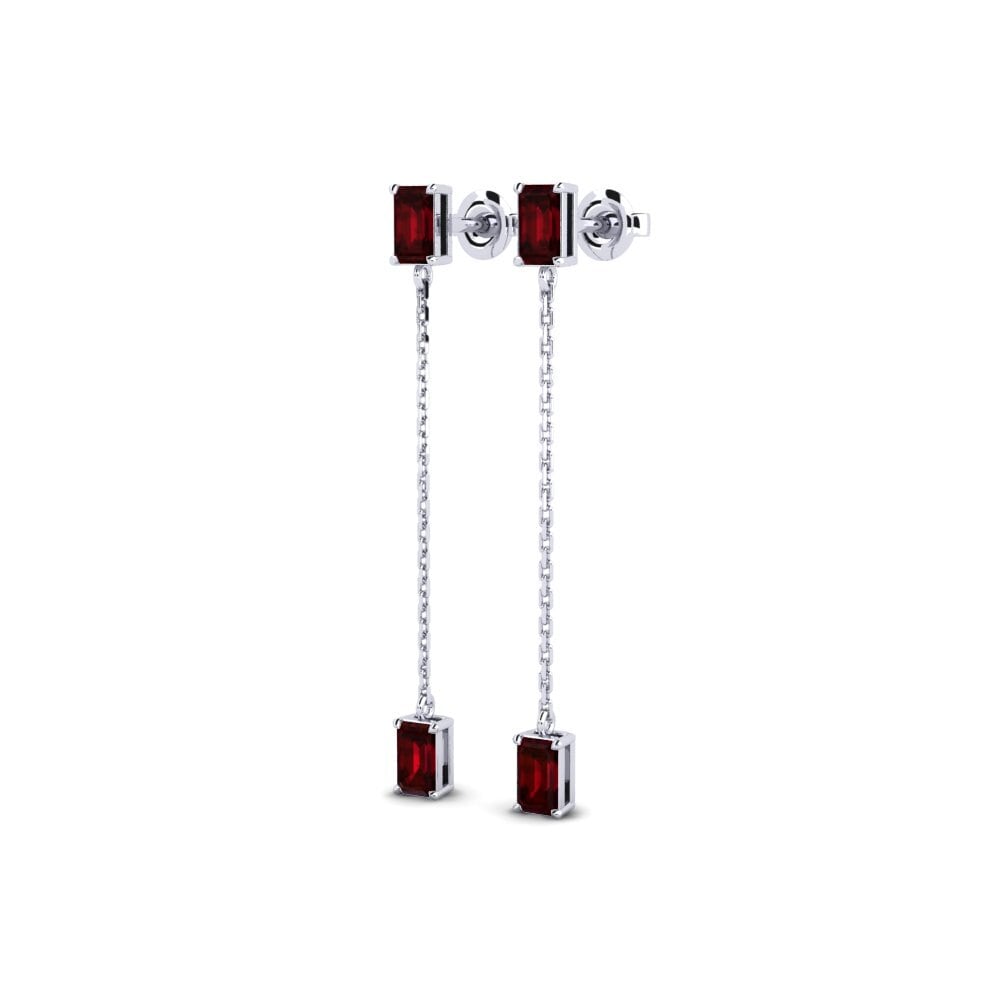 18k White Gold Garnet Women's Earring Melista