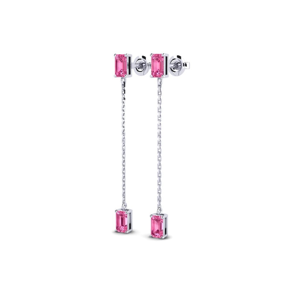 9k White Gold Pink Tourmaline Women's Earring Melista