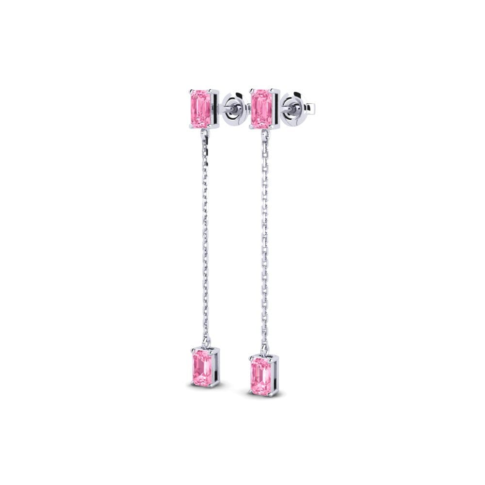 18k White Gold Pink Sapphire Women's Earring Melista
