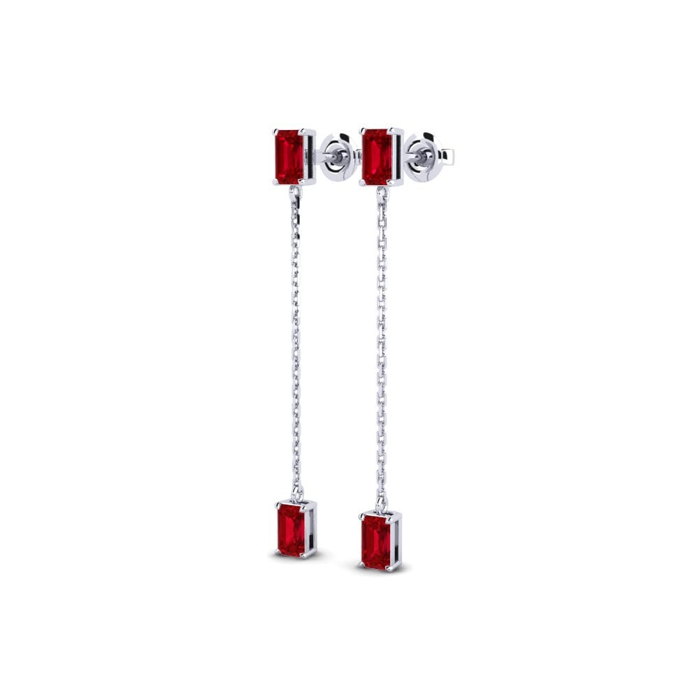 9k White Gold Red Zirconia Women's Earring Melista