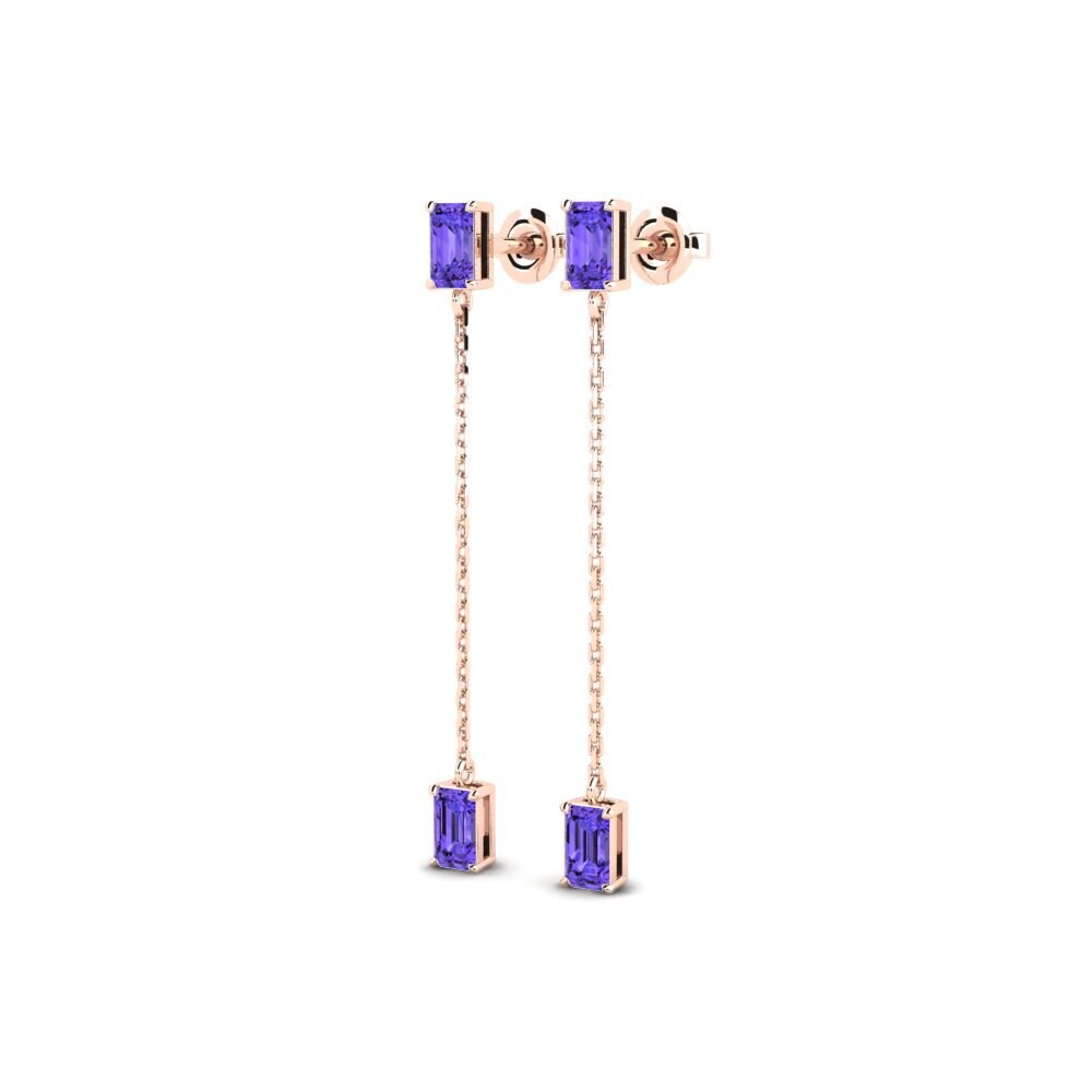 18k Oro Rosa Tanzanita Pendiente de mujer Melista