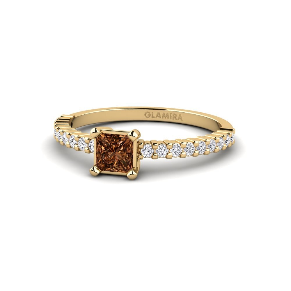 14k Oro Amarillo Diamante café Anillo de compromiso Millahue