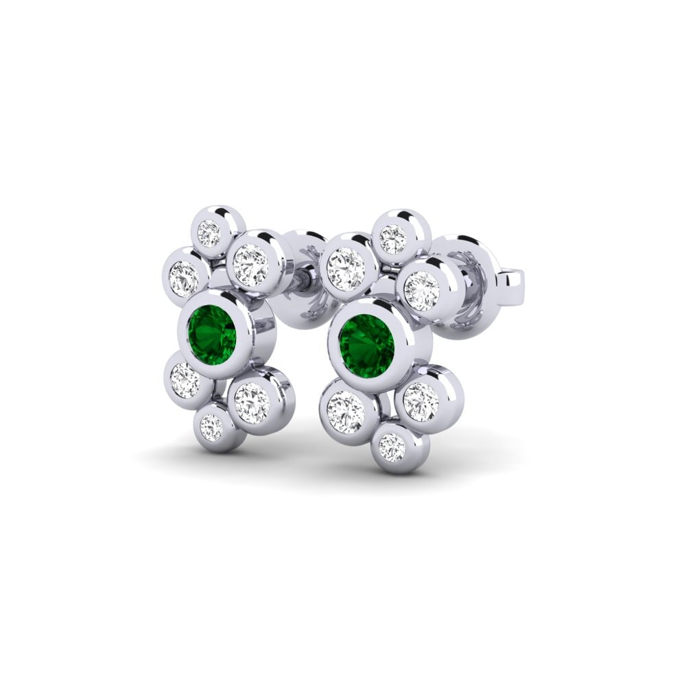 950 Palladium Green Zirconia Women's Earring Moliere