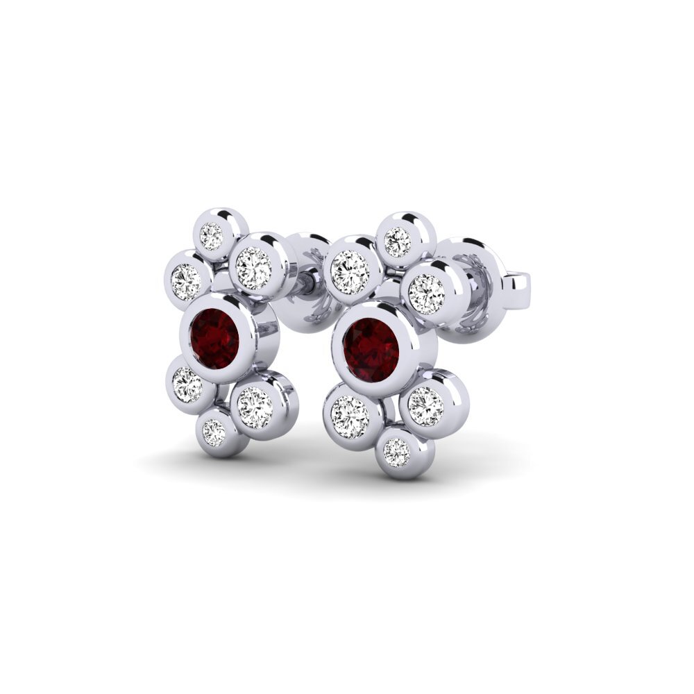 18k White Gold Garnet Women's Earring Moliere