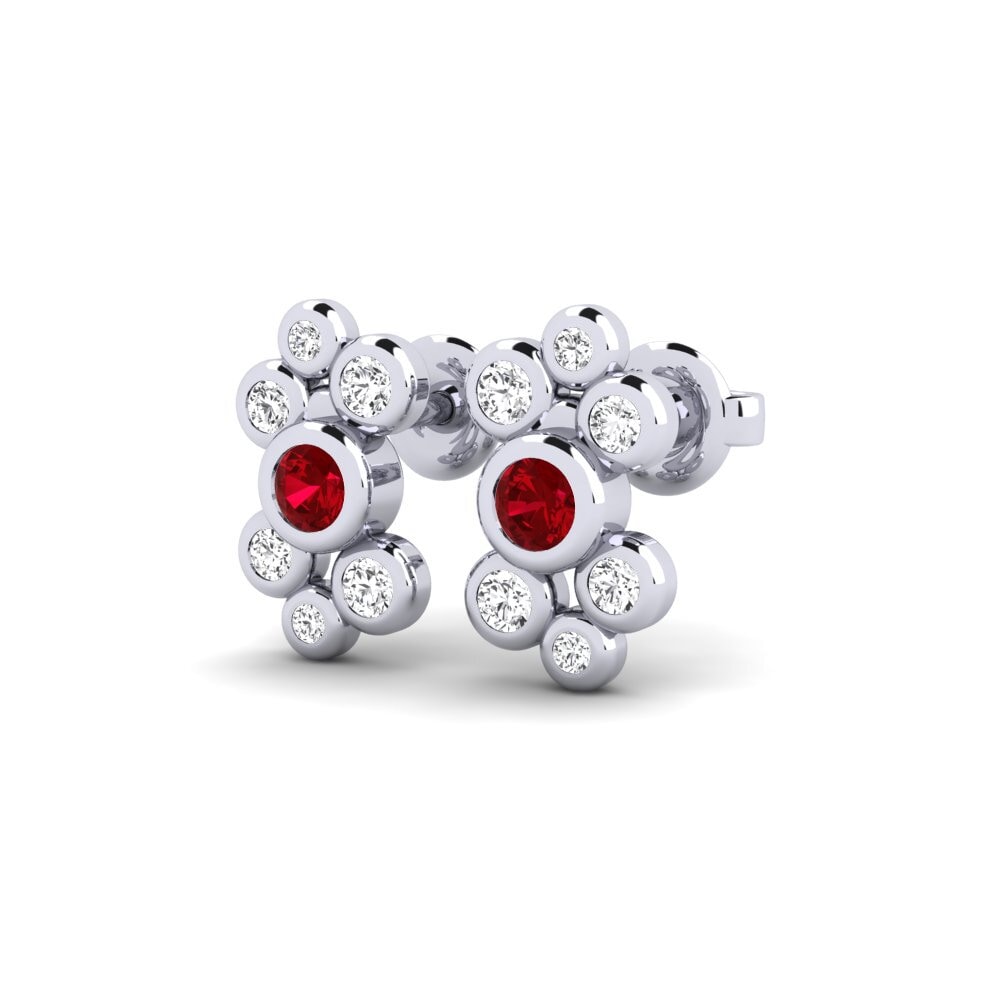 9k White Gold Red Zirconia Women's Earring Moliere