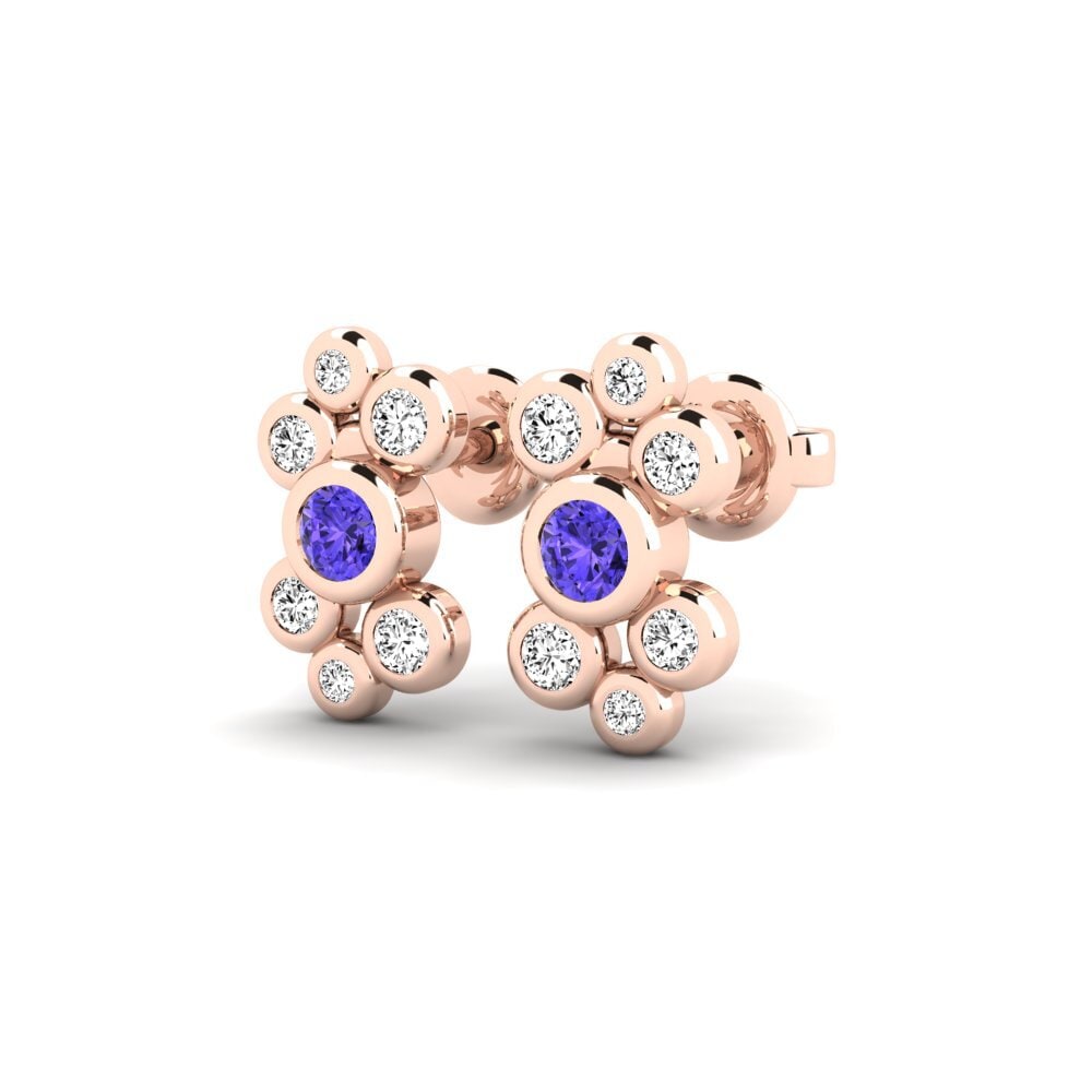 18k Oro Rosa Tanzanita Pendiente de mujer Moliere
