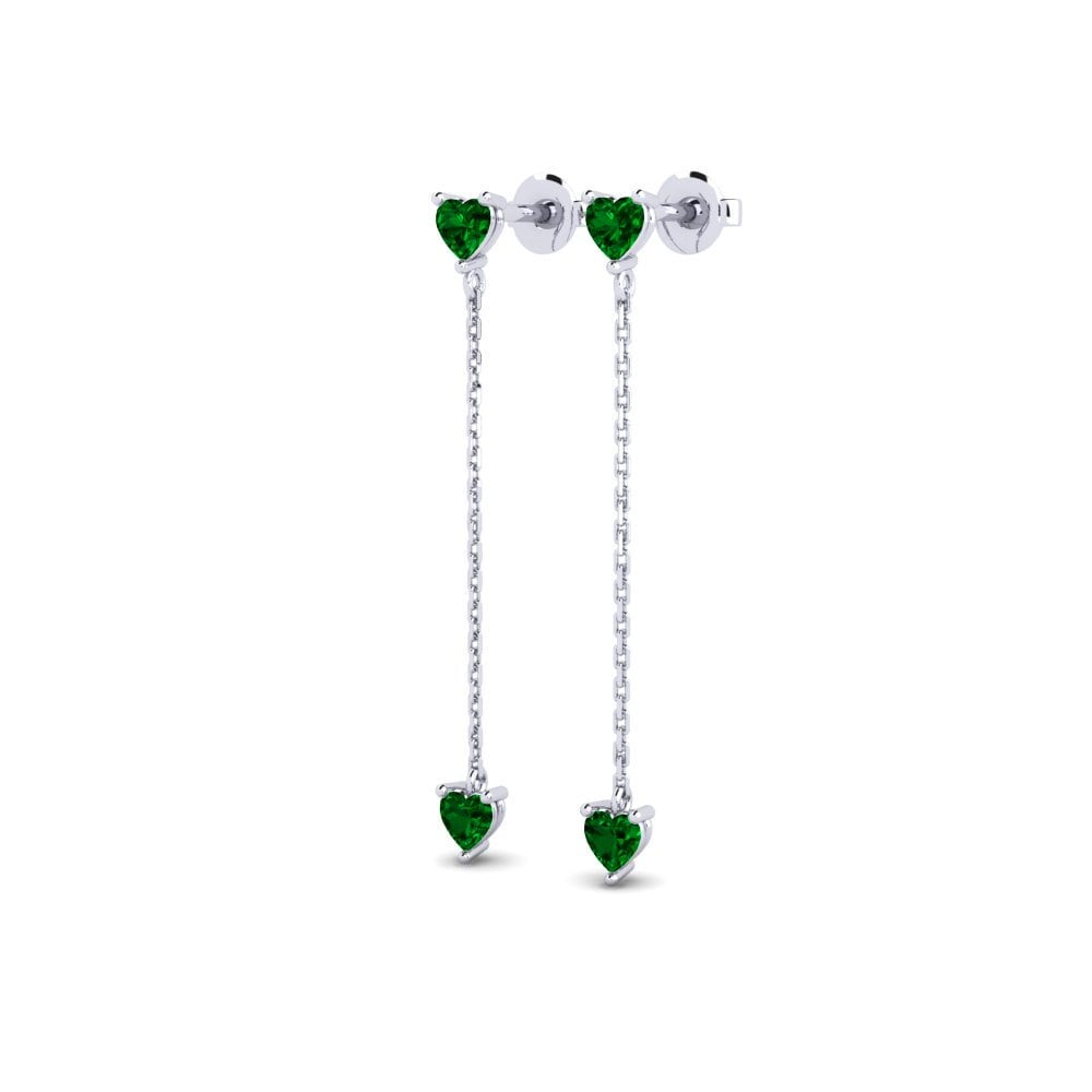 950 Palladium Green Zirconia Women's Earring Mugalzhar