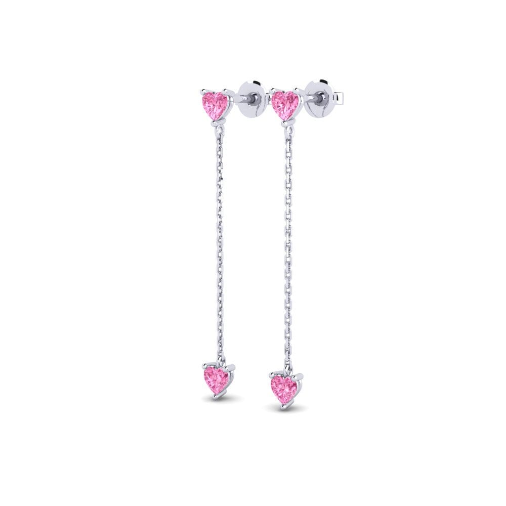 18k White Gold Pink Sapphire Women's Earring Mugalzhar