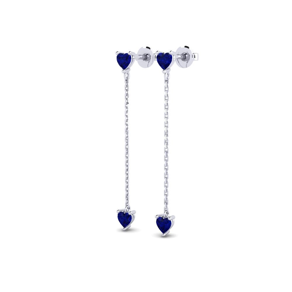 9k White Gold Sapphire Women's Earring Mugalzhar