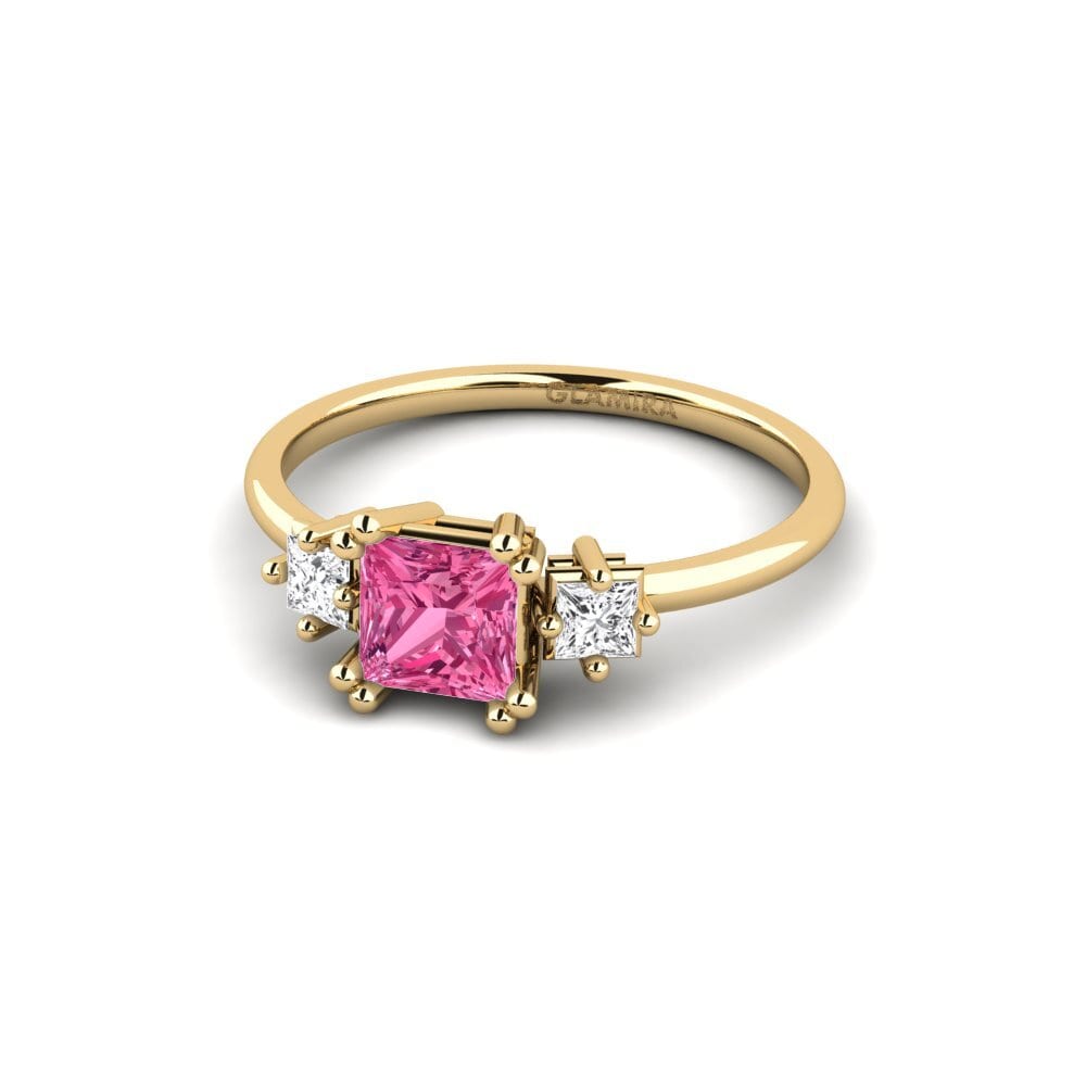 14k Oro Amarillo Turmalina rosa Anillo Obrenovac