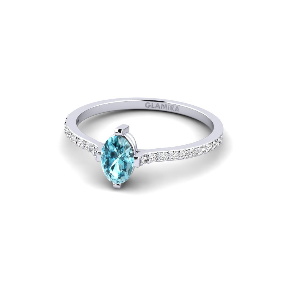 Paladio 950 Circón Azul Anillo Orongo