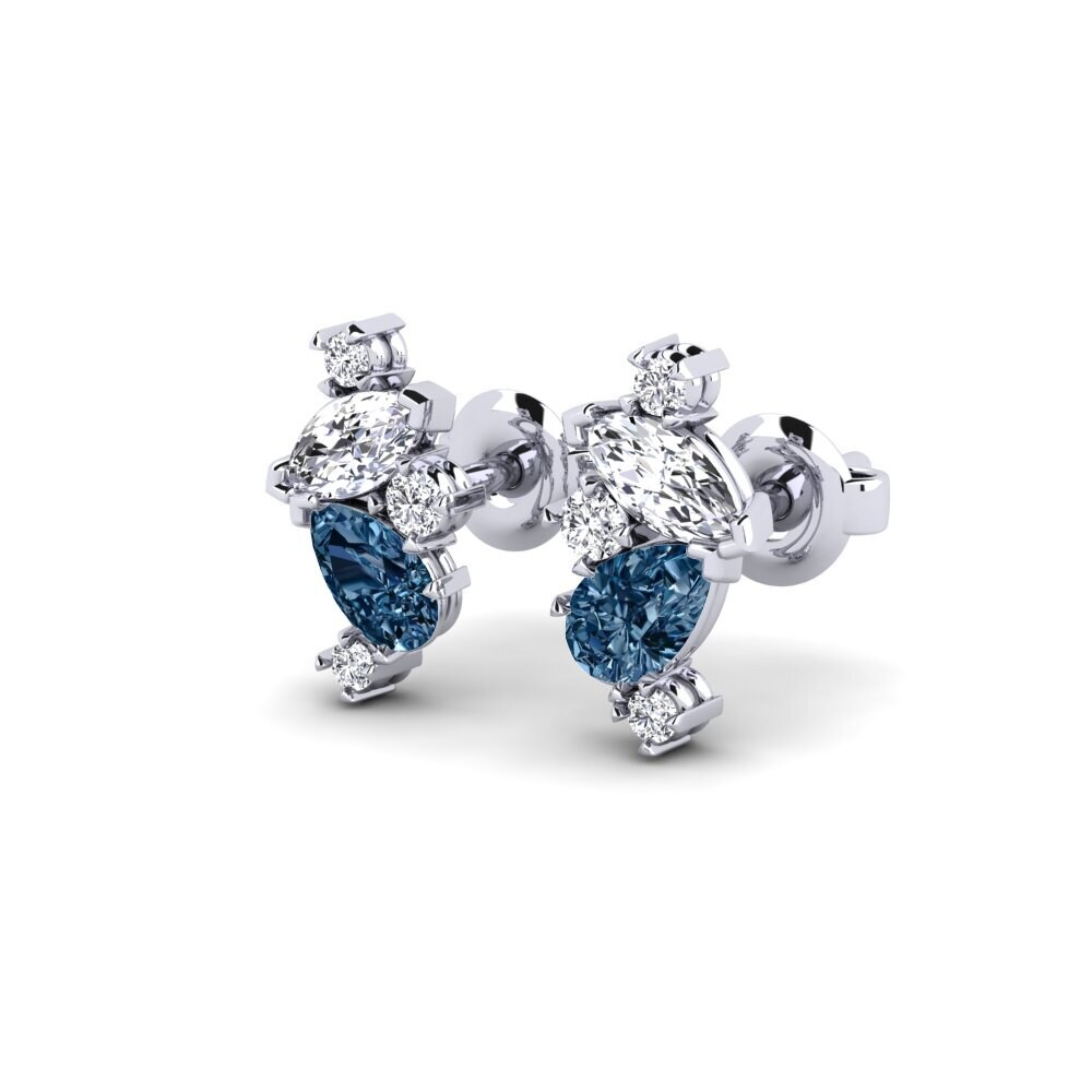 White Silver Blue Diamond Women's Earring Racine