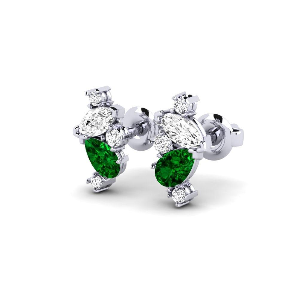 950 Palladium Green Zirconia Women's Earring Racine