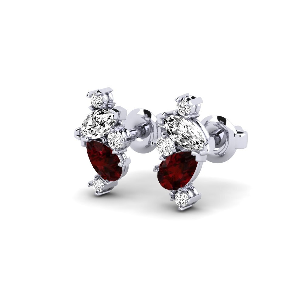 18k White Gold Garnet Women's Earring Racine