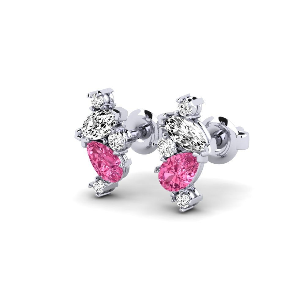 9k White Gold Pink Tourmaline Women's Earring Racine