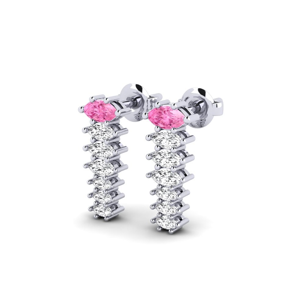 18k White Gold Pink Sapphire Women's Earring Rari