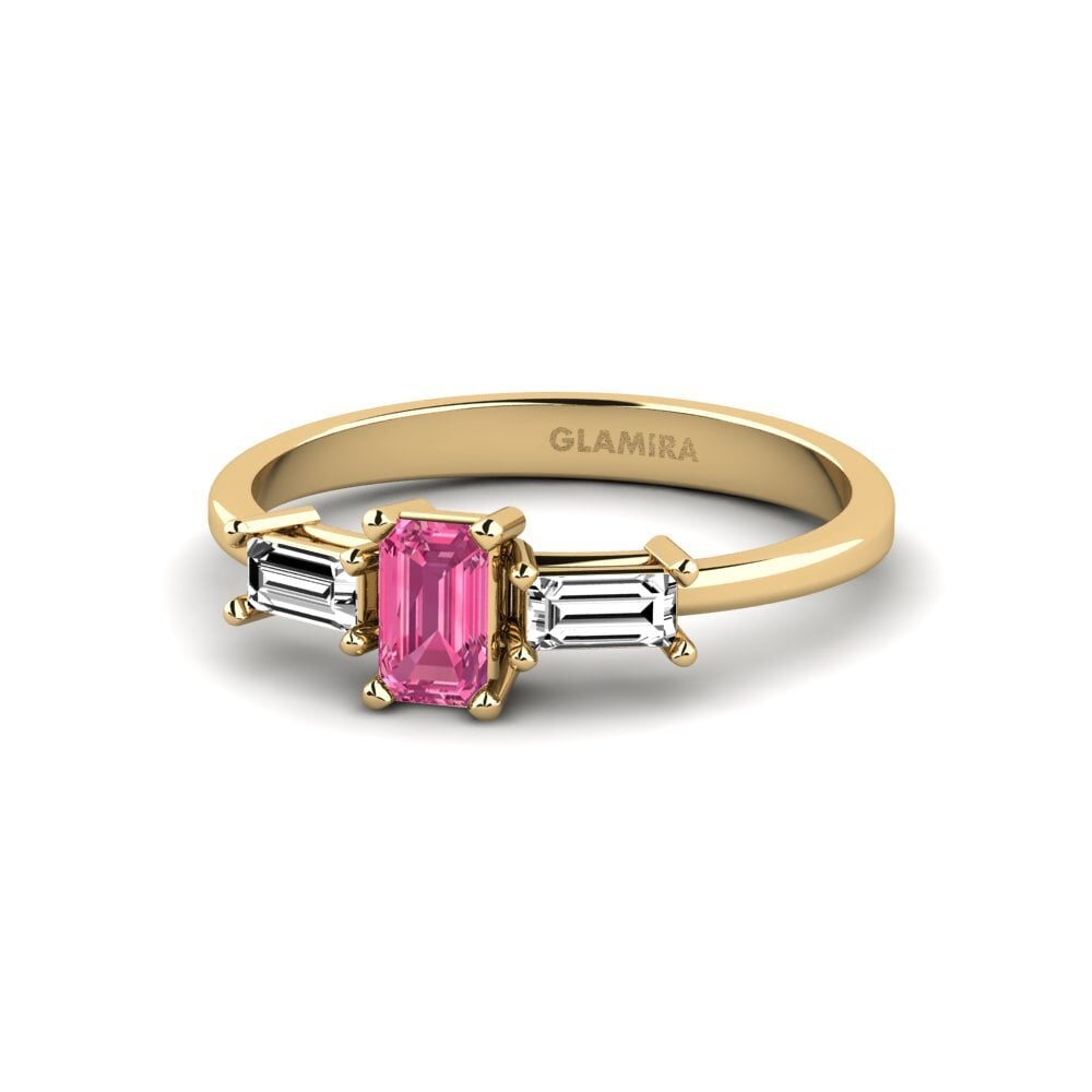14k Oro Amarillo Turmalina rosa Anillo Rudovci