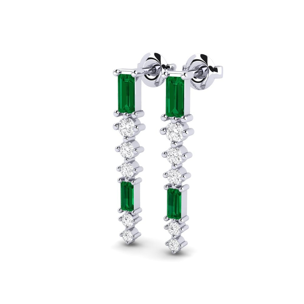 950 Palladium Green Zirconia Women's Earring Shieli